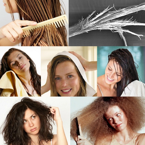 Không nên chải tóc khi tóc còn ướt